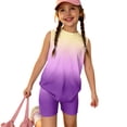 thumbnail image 7 of Summer Outfits for Kids Girls Size 7-8 Cute Preppy Two Piece Outfits Activewear Casual Short Sleeve T Shirt and Elastic Y2K Shorts Clothing Sets Dark Purple 9-10 Years, 7 of 7
