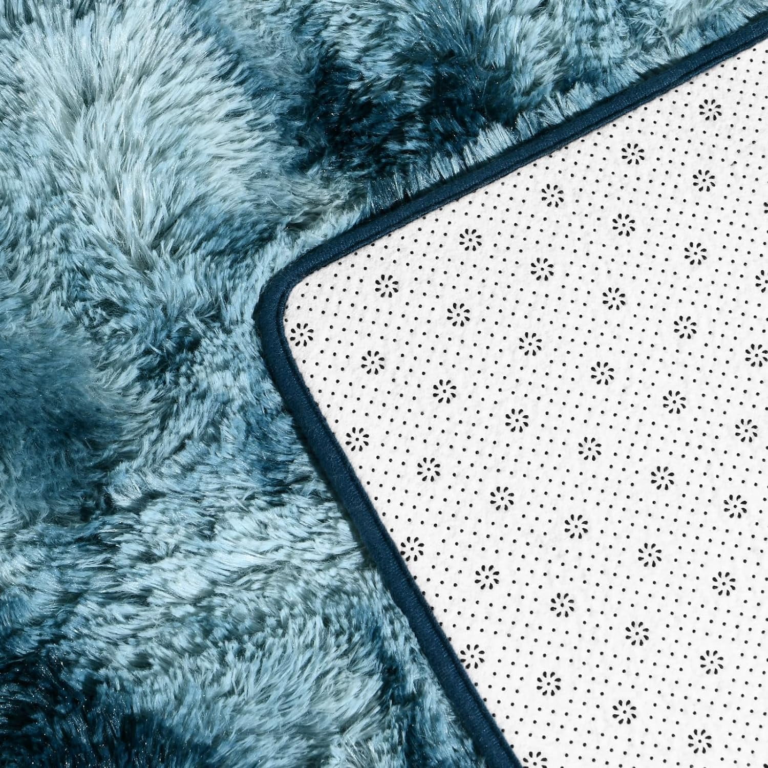 Junovo Luxury Velvet Shag Area Rug Modern Indoor Fluffy Rugs, Extra Comfy and Soft Carpet For Bedroom Living Room Kids Room,4'x6',Peacock Blue