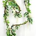 thumbnail image 4 of Viworld 2 Pack 6.6ft Artificial Flowers Silk Wisteria Flowers Ivy Vine Green Leaf Hanging Vine Garland for Wedding Party Home Garden Wall Decoration, White, 4 of 7