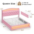 thumbnail image 2 of Afuhokles Queen Size Bed Frame with LED Lights and 4 Drawers, Velvet Upholstered Platform Bed, Headboard with Charging Station, Pink, 2 of 8