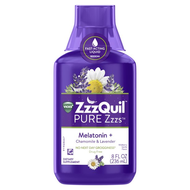 Vicks Zzzquil Pure Zzzs Melatonin Liquid SleepAid, 1mg, 8 Oz Walmart
