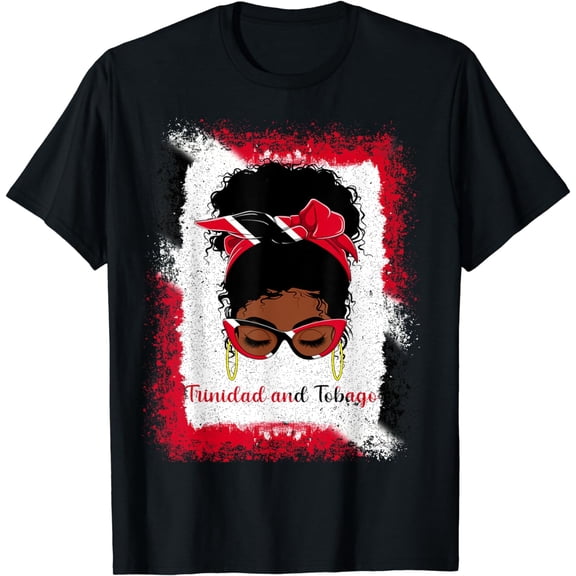 Messy Bun Trinidad and Tobago Flag Womens Woman Girl T-Shirt