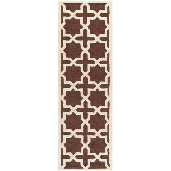 SAFAVIEH Cambridge Liz Geometric Wool Runner Rug, Dark Brown/Ivory, 2'6" x 8'