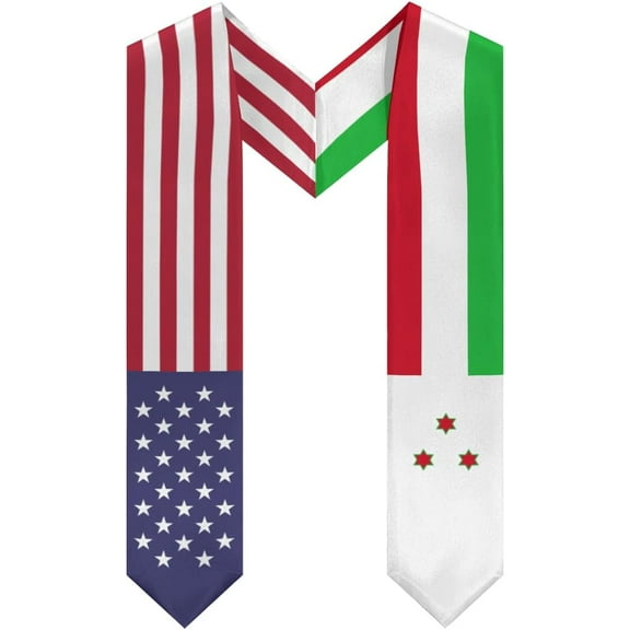 Burundi Mix United States Flag Graduation Stole Sash For Study Aboard International Students