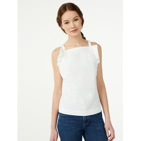 Free Assembly Women's Shirred Flounce Tank Top