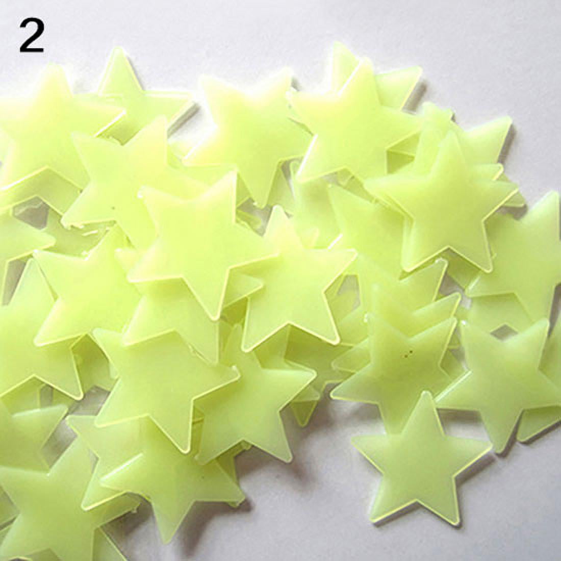 Farfi 100Pcs 3D Stars Glow In The Dark Ceiling Wall Stickers Cute