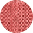 thumbnail image 1 of Ahgly Company Machine Washable Indoor Round Checkered Red Modern Area Rugs, 3' Round, 1 of 4