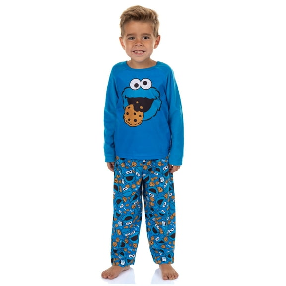 Sesame Street Pajamas Toddler Boy's Cookie Monster Long Sleeve and Pant PJ Set
