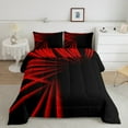 thumbnail image 1 of Erosebridal Abstract Ombre Bedding King Comforter Set, Retro Geometry Striped Down Comforter, Black Red, Reversible 3 Pieces, 1 of 7
