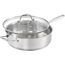 5 Qt. Stainless Steel Sautepan with Lid - Premium Three-Layer Cookware, Oven-Safe up to 500F