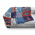 thumbnail image 3 of Geometric Soft Flannel Fleece Throw Blanket, Checkered Style Nautical Elements Composition with Anchor Helm and Fish Motifs, Cozy Plush for Indoor and Outdoor Use, 70" x 90", Multicolor, by Ambesonne, 3 of 6