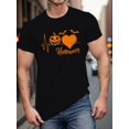thumbnail image 1 of Camiseta de Halloween, estampado de calabaza de Halloween de verano, elegante camiseta informal de manga corta, 100 % algodón, lavable a máquina, adecuada para todas las estaciones., 1 of 6