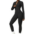 thumbnail image 2 of Women Yoga Jumpsuits One Piece Workout Ribbed Long Sleeve Rompers Female Sport Exercise Jumpsuits, 2 of 6