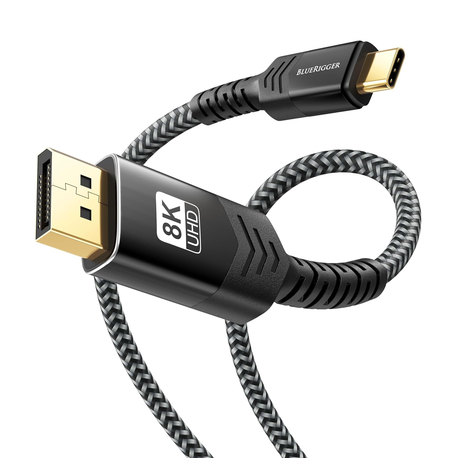 RGHJAR-USB C to DisplayPort Cable (10FT, 8K 60Hz, USB Type-C 3.1 to Display Port, 32.4 Gbps, Thunderbolt 4/3, USB-C to DP 1.4 Cable) - Compatible with Monitor, HDTV, Projector, Laptop