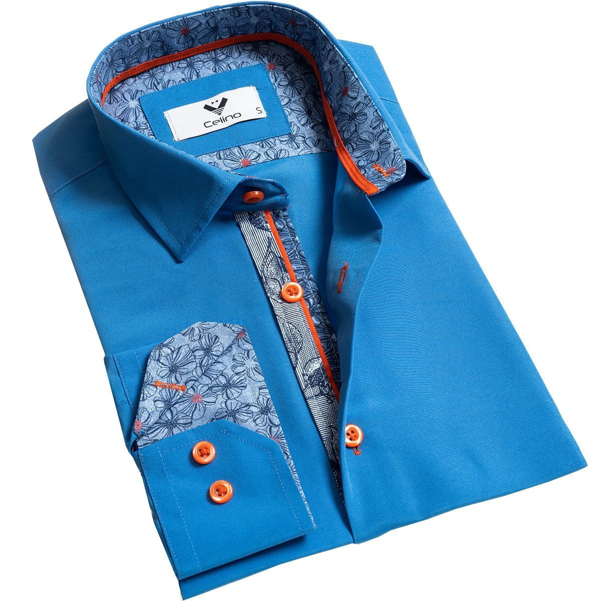 Aqua Blue Multicolor Pattern Men's Long 