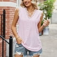 thumbnail image 4 of Idoravan Tank Tops for Women Fashion Women's Summer V-Neck Lace Patchwork Sleeveless Sexy Top Blouse, 4 of 7