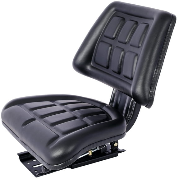Universal Tractor Seat with a Drain Hole Replacement Seat Thickly-Padded Seat Tractor Seat with/ Backrest Black Slide Track Steel/PVC Compact Mower