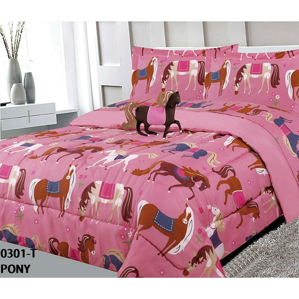 Golden Linens Kids BedinBag Printed Multicolor Light Pink, Brown