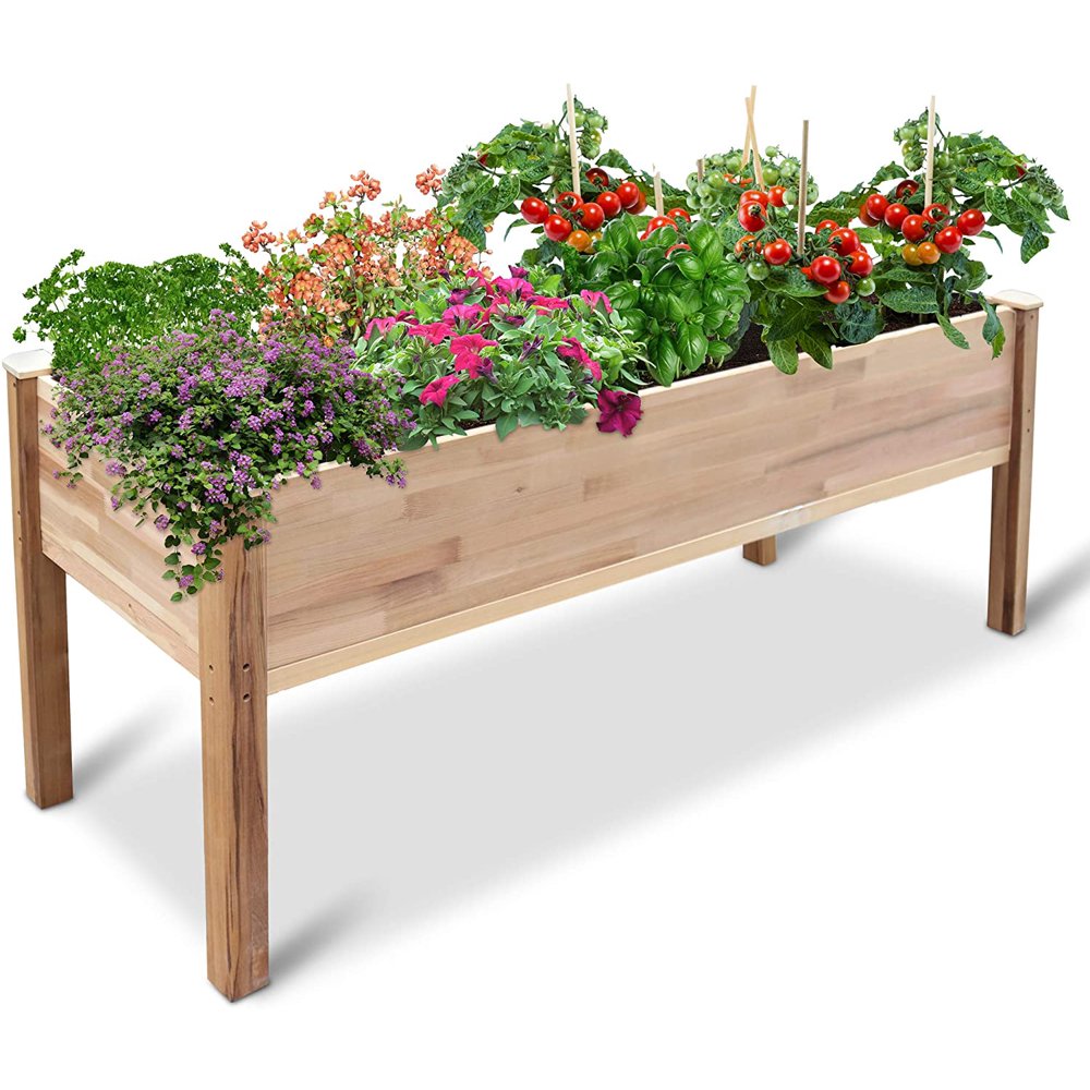 Jumbl Raised Canadian Cedar Garden Bed | Elevated Wood Planter for