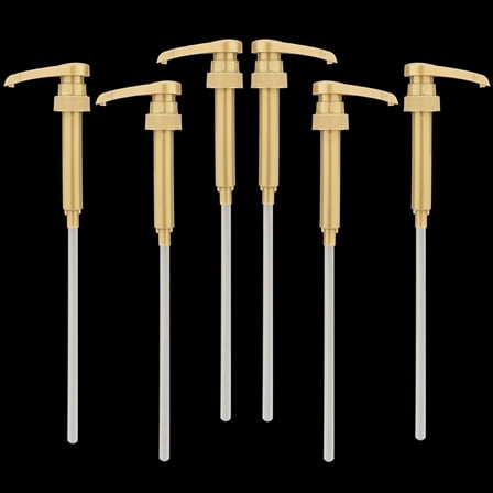 Mygeromon Coffee Syrup Pump for 750ml Bottles Leak Free Plastic Syrup Dispenser Pumps 6 Pcs Gold