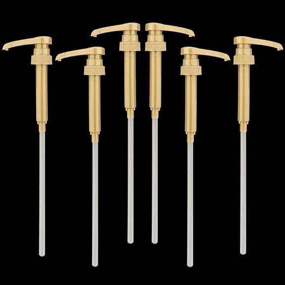 Mygeromon Coffee Syrup Pump for 750ml Bottles Leak Free Plastic Syrup Dispenser Pumps 6 Pcs Gold