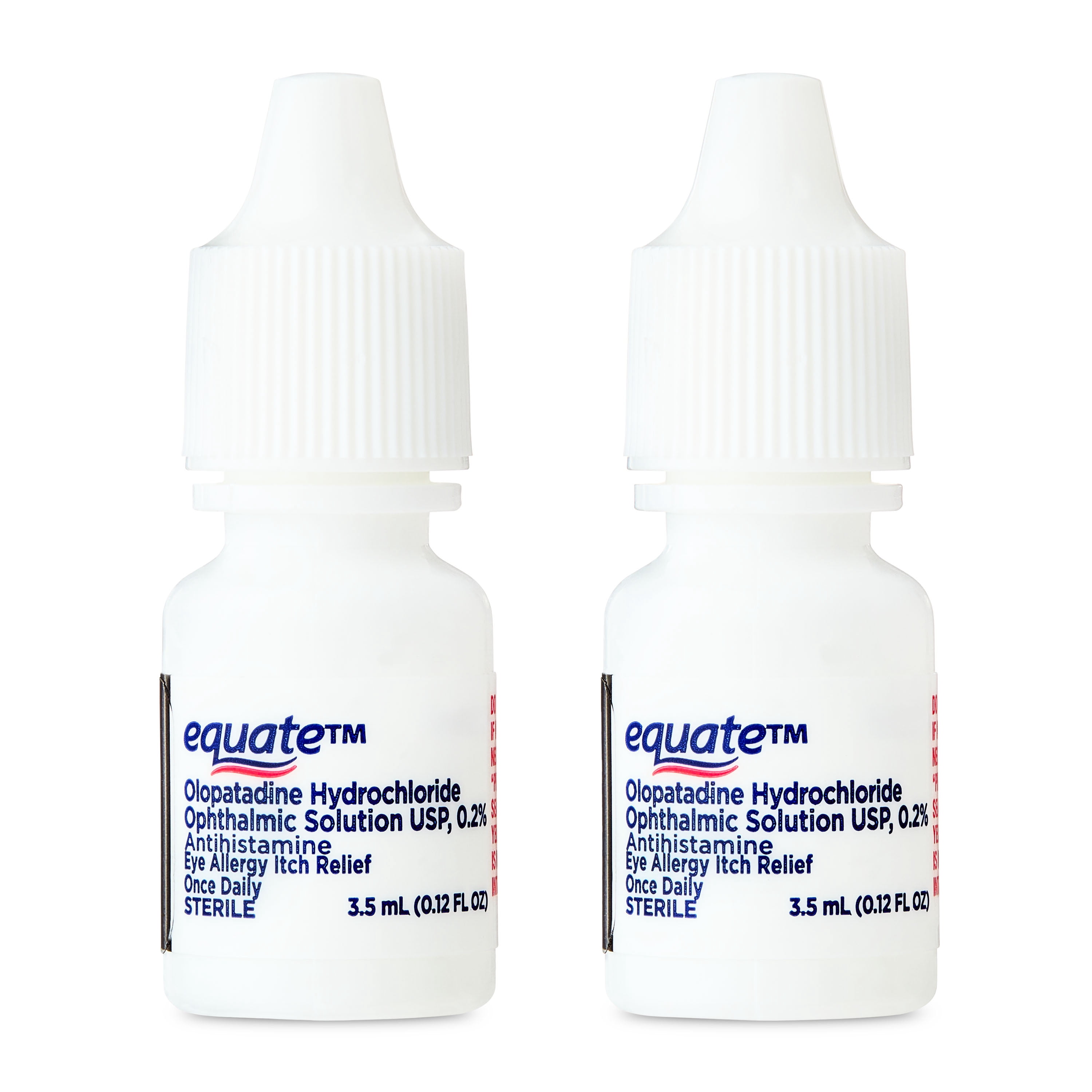 Equate Eye Itch Relief Antihistamine Eye Drops, Olopatadine HCL 0.2%, 3.5mL, 2 Count, Compare to Pataday Once Daily Relief Active Ingredient
