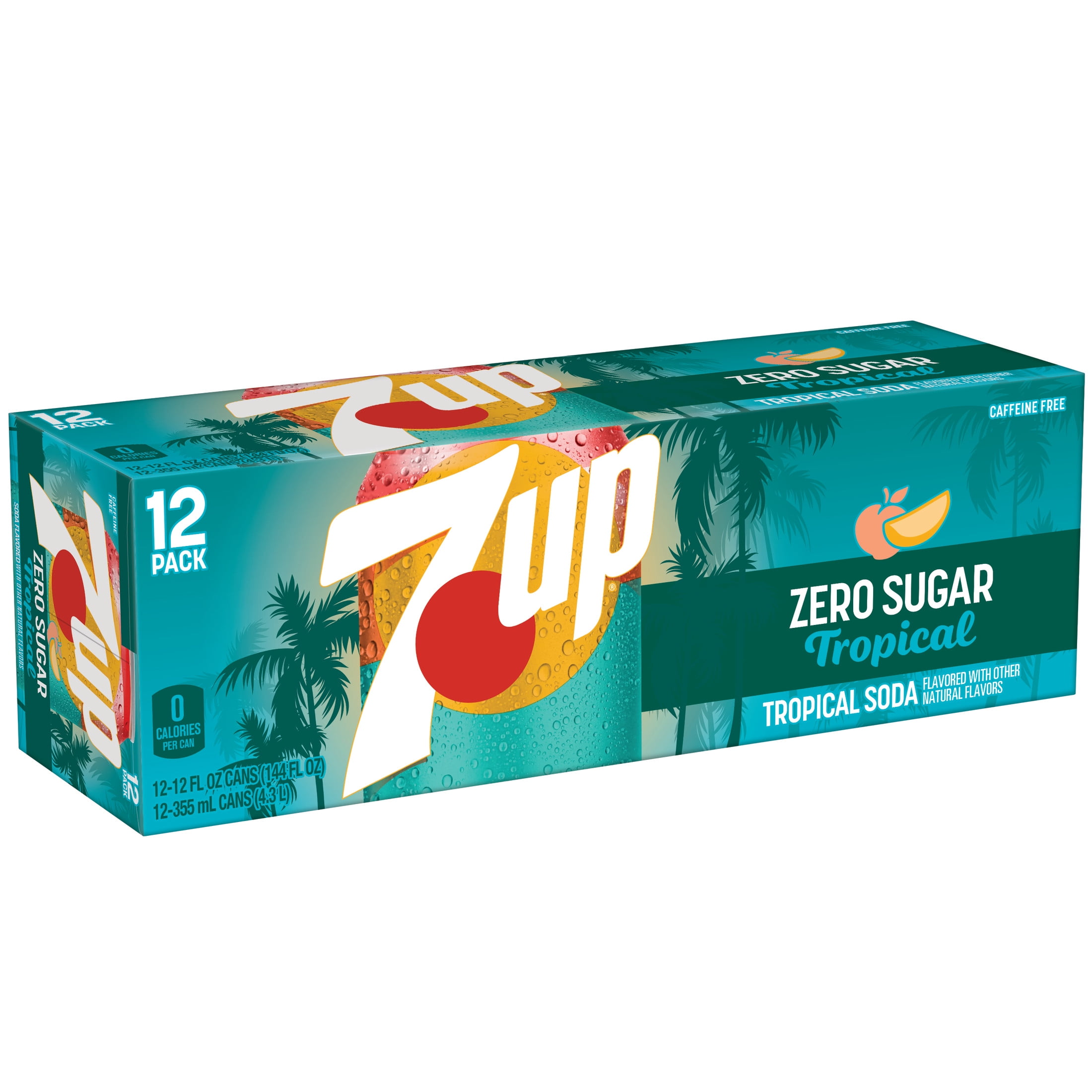 7UP Tropical Zero Sugar Caffeine Free Lemon Lime Mango Peach Soda