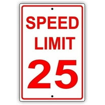 Warning Sign Speed Limit 25 MPH Miles Per Hour Red Letters Zone Slow Down Speeding Sign Business Sign 12X8 Inches Aluminum Metal Tin Sign
