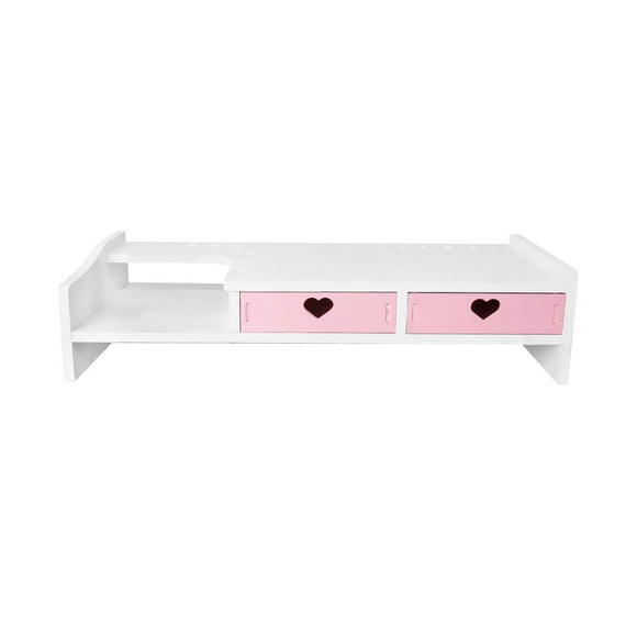 Monitor Stand Riser Computer Workstation Organizer Computer Heightened Shelf Pink 2 Drawer