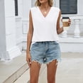 thumbnail image 5 of Endives Women's Tank Tops V Neck Pleated Sleeveless Chiffon Blouses Casual Top Basic Work Business Shirt Summer Trendy White, 5 of 7