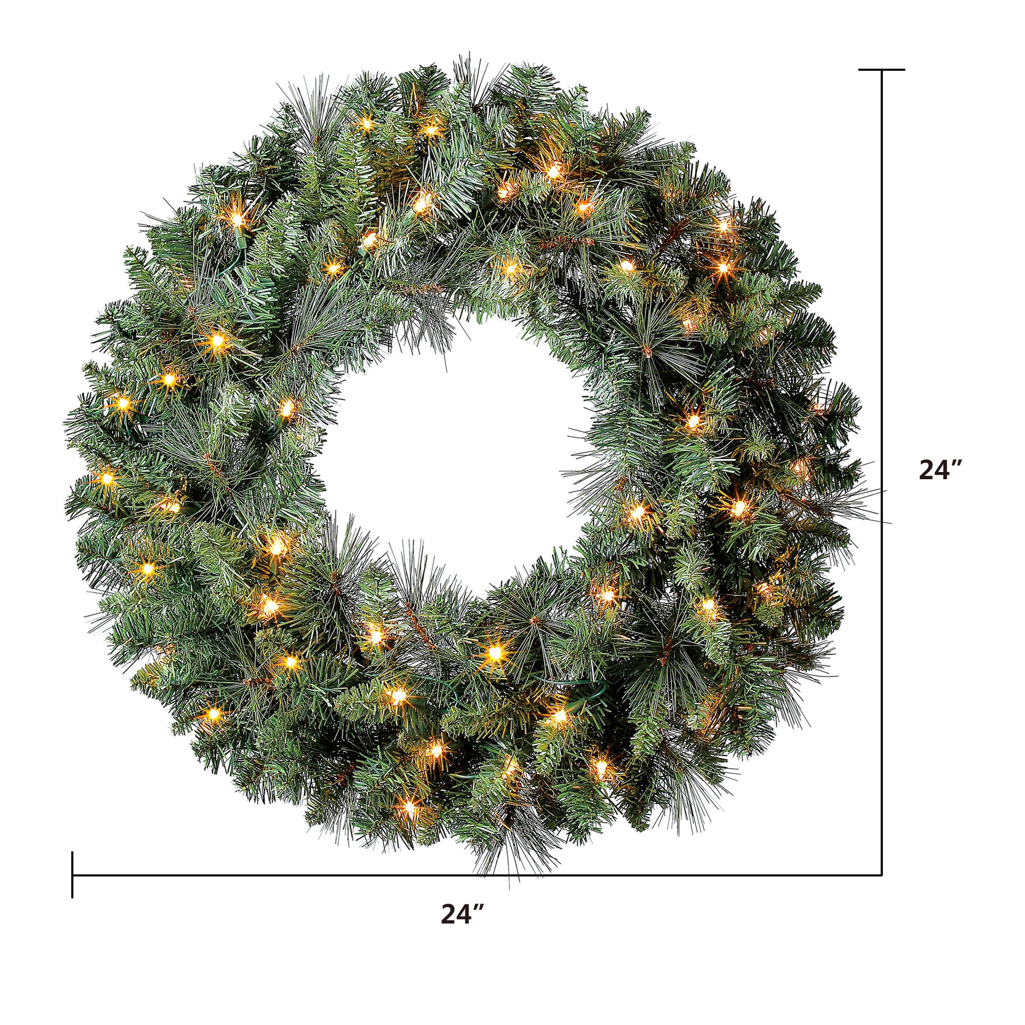 Holiday Time Pre-Lit Clear Scottsdale Pine Artificial Christmas Wreath, 24" - image 5 of 5