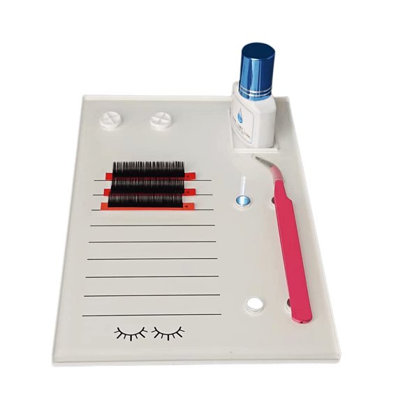 Injerto de pestañas postizas Paleta de extensión de acrílico Extensión de pestañas Pegamento Pinzas Placa Almohadilla Paleta de maquillaje Herramientas de entrenamiento individuales (Blanco (7.87x5.12
