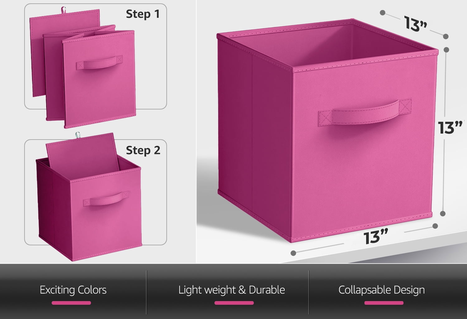 Sorbus 13" Foldable Fabric Storage Cube Bin, Pink