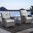 thumbnail image 2 of Pocassy  3-Piece Outdoor Swivel Bistro Set, Wicker Rocking Chairs Grey/Grey, 2 of 5