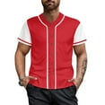 thumbnail image 2 of Red Baseball Jersey for Men Blank Baseball Jersey Button Down Shirts, 2 of 5