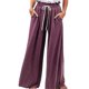thumbnail image 1 of Pantalones de mujer Pantalones de pierna ancha de cintura alta Pantalones con cierre de cordón Pantalones casuales sueltos de color puro, 1 of 5