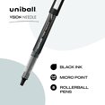 thumbnail image 2 of CHL-uni-ball Stylo à Bille Roulante à Aiguille Vision, Micro Pointe (0.5mm), Noir, 5 Unités, 2 of 4