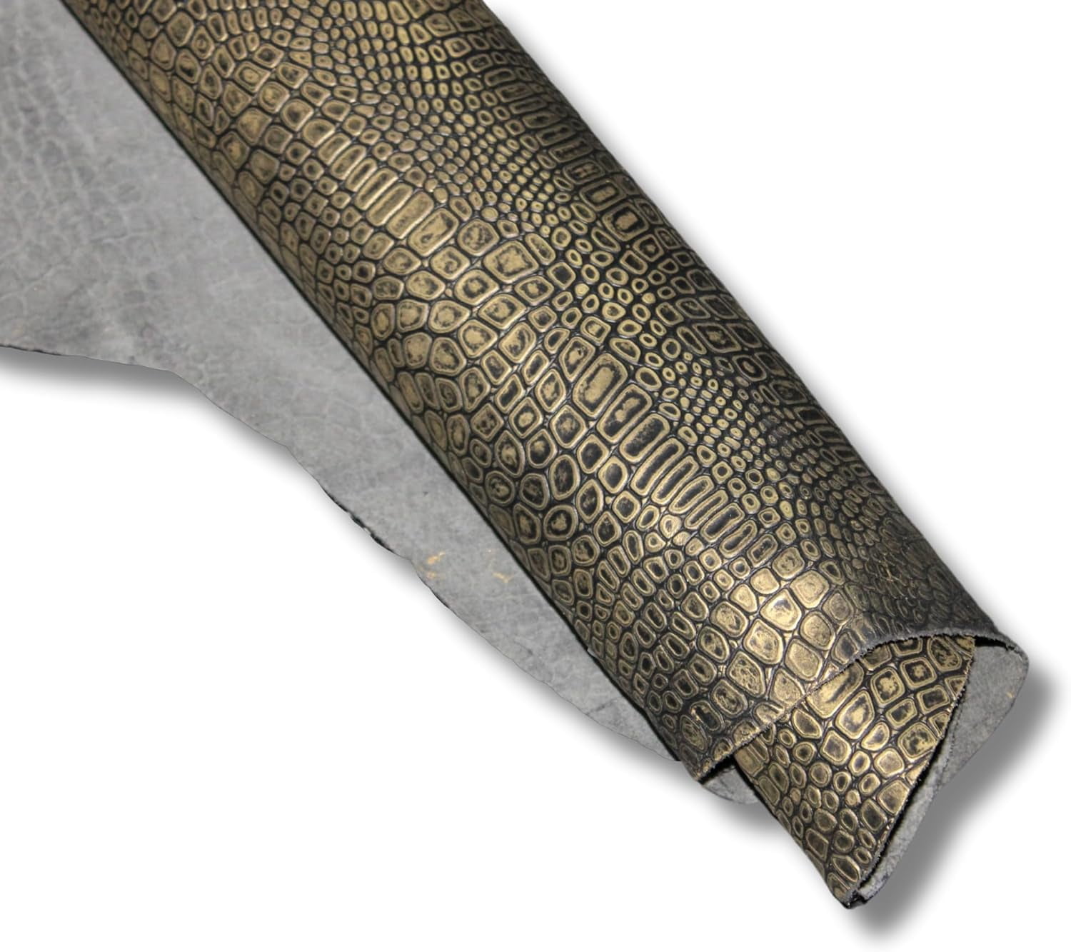 ArtisanCowhides Genuine Reptile Embossed Cowhide Leather for Crafts–  Gold 10 Sq ft