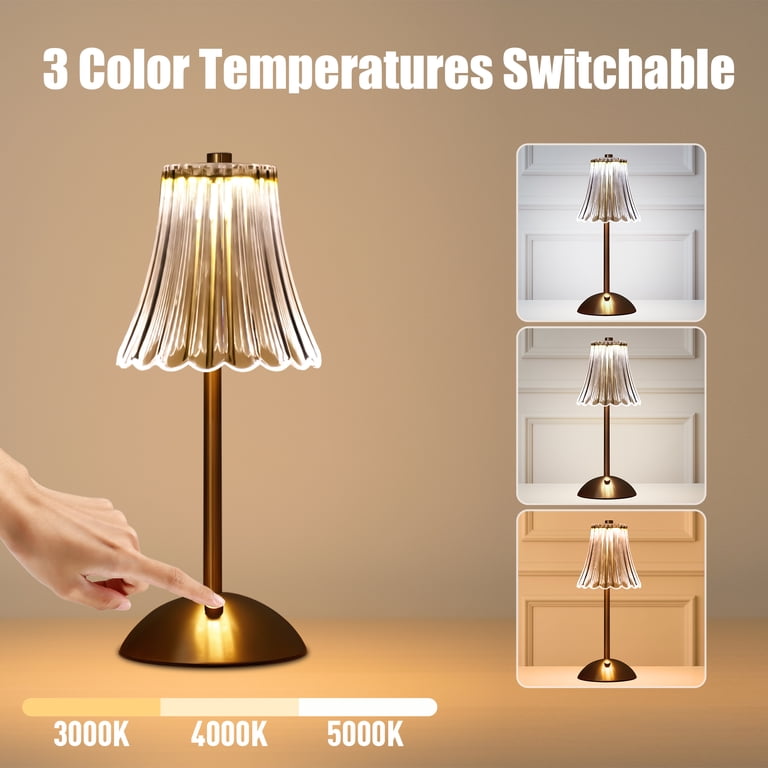 Daybetter Cordless Table Lamp, 12", Brass with Glass Shade photo 2