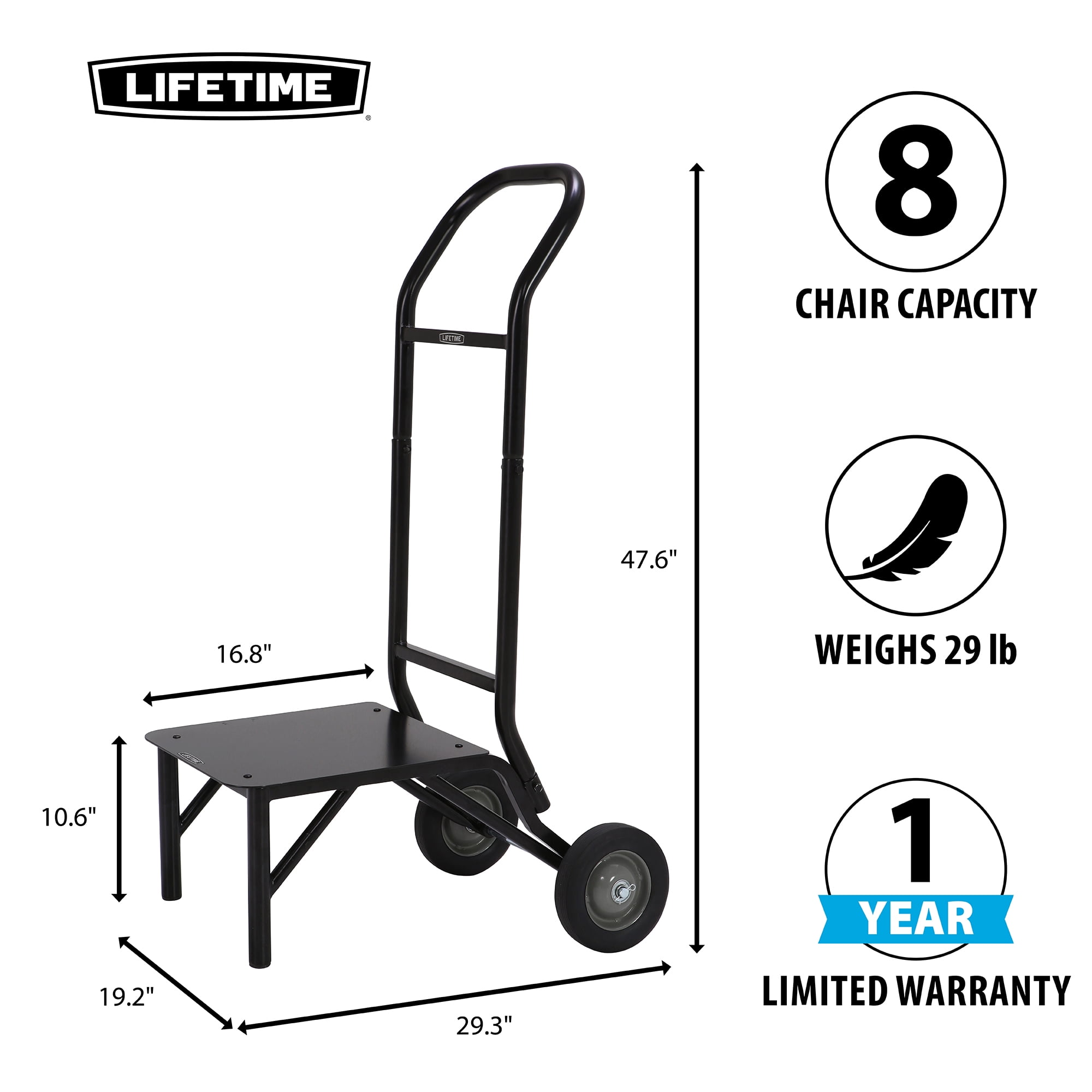 Lifetime Chair Accessory, Chair Dolly for up to 8 Stacking Chairs (80527)