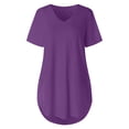 thumbnail image 6 of Garbnen Short Sleeve Shirts for Women Curved Hem Women's V Neck T Shirt Hide Belly Spring Trendy Going Out Tops for Women Purple XXL, 6 of 7