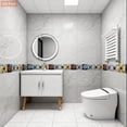 thumbnail image 4 of Peel and Stick Waterproof Border Wall Decor Removable Self Adhesive PVC Vintage Tiles Sticker Wallpaper for Kitchen Bathroom Mirror, 4"x118", 4 of 9