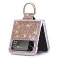 thumbnail image 2 of Detck Samsung Galaxy Z Flip4 6.7 inch (2022) Cover, Soft TPU Shell Luxury Elegant Glitter Metal Ring/Holder Folding Design Case [Slim & Fit] Anti-slip Drop Resistant Shockproof Case, Gold, 2 of 10