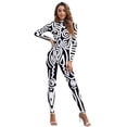 thumbnail image 2 of Mono con estampado de líneas blancas para mujer, traje de arte abstracto, traje de fiesta para mujer, traje de licra para fitness, 2 of 5