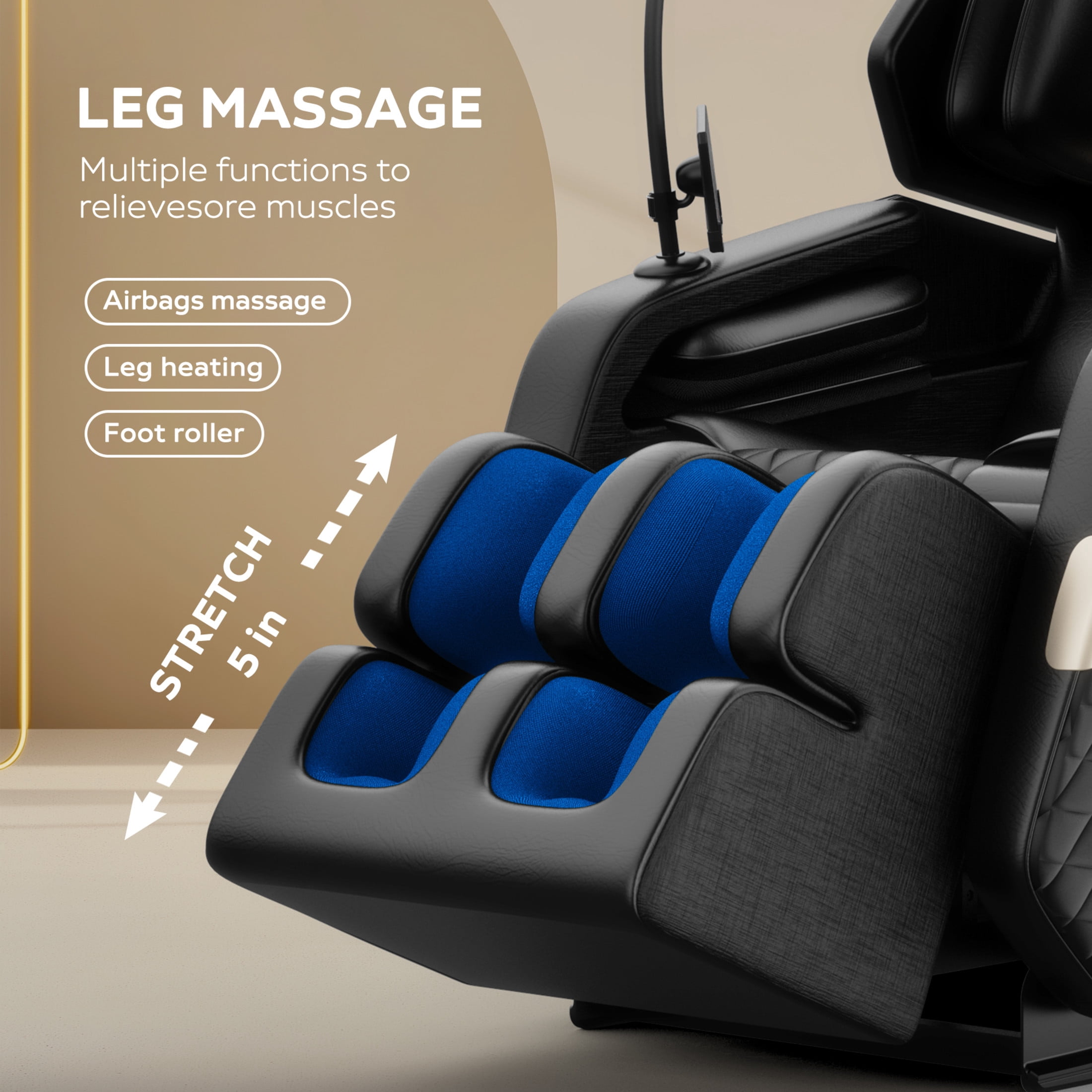 Noble House Vystan PU Leather Zero Gravity Power Reclining Massage Chair with Heating and Full-Body Air Pressure, Black