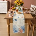 thumbnail image 2 of Orange Navy Blue Coral Table Runner 72 Inches, Summer Beach Coastal Retro Bed Runner Dresser Scarves Tabletop for Indoor Outdoor Parties/Ceremony/Banquet, 16" x 72", 2 of 9