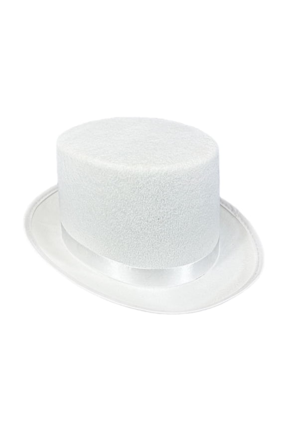Top Hat Flat Top Funky Magician Hat for Stage Performance Nightclub Festival White