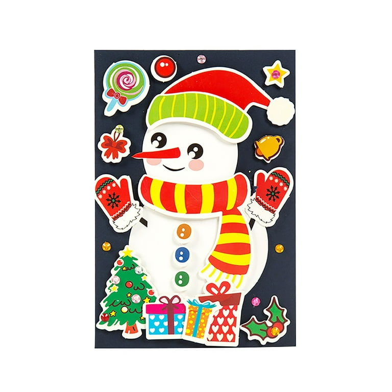 1 Set Children Snowman Sticker Painting Art Hand Craft Gift, 10pcs