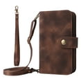 thumbnail image 1 of Jiahe Cover for Samaung Galaxy S22 Ultra Wallet Case with Card Holder, Adjustable Crossbody Lanyard Zipper PU Leather Kickstand Card Slots Magnetic Flip Cover Case 6.8 Inch, Brown, 1 of 9