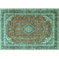 thumbnail image 1 of Ahgly Company Machine Washable Indoor Rectangle Persian Turquoise Blue Traditional Area Rugs, 8' x 10', 1 of 4